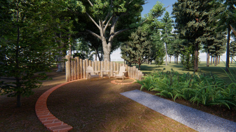 Seating area in forest